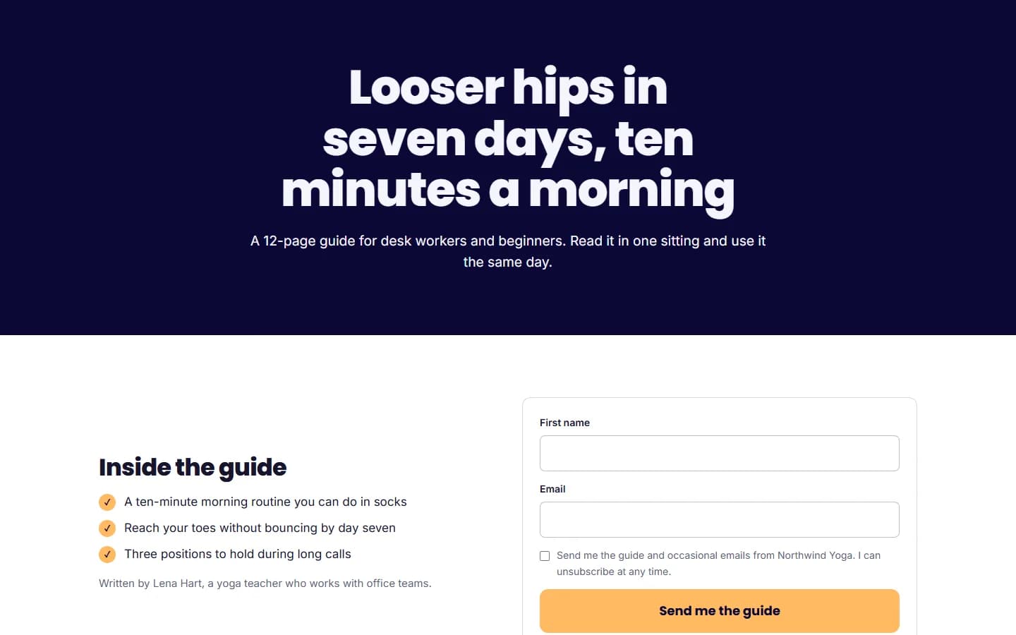Published funnel page: The live opt-in page visitors see.